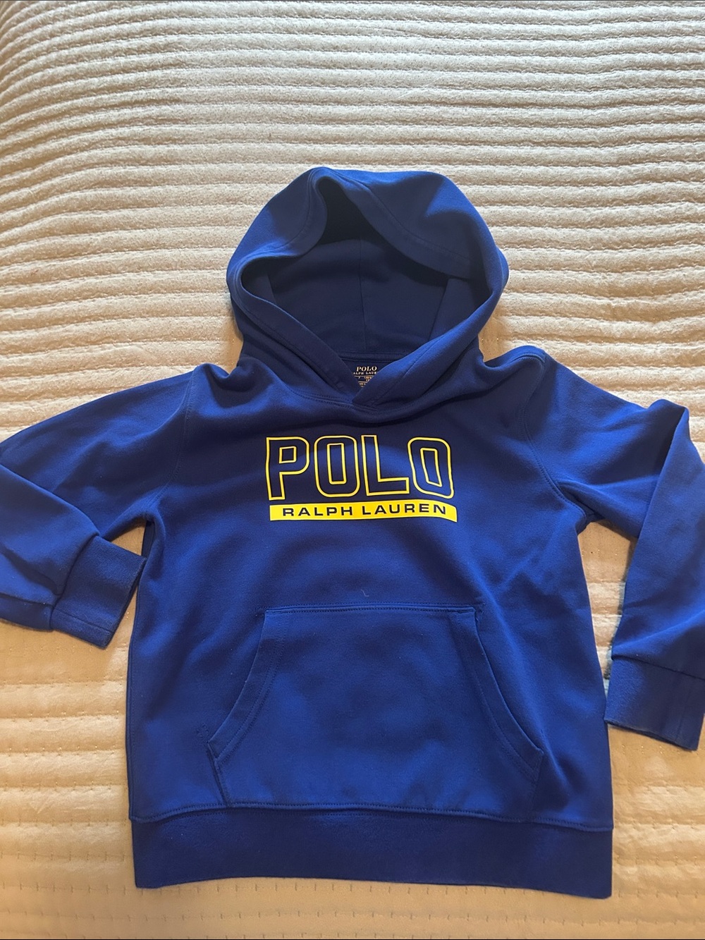 Polo by Ralph Lauren Royal Blue Kids Hooded Sweatshirt with Yellow Logo